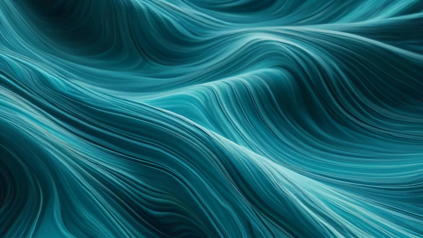 Abstract flowing patterns reminiscent of mountain streams with shimmering teal azure and silver colors interweaving in smooth curves high-quality ultra-realistic cinematic 8K UHD high resolution sharp and detail