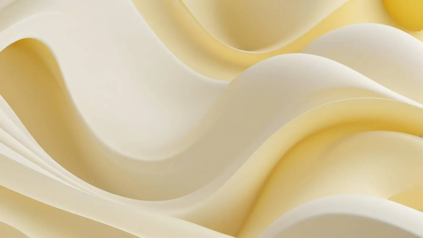 Abstract flowing shapes representing form validation with smooth gradients transitioning from soft creamy whites to gentle yellow tones featuring geometric patterns that suggest data verification and security captured from a top-down perspective high-quality ultra-realistic cinematic 8K UHD high resolution sharp and detail