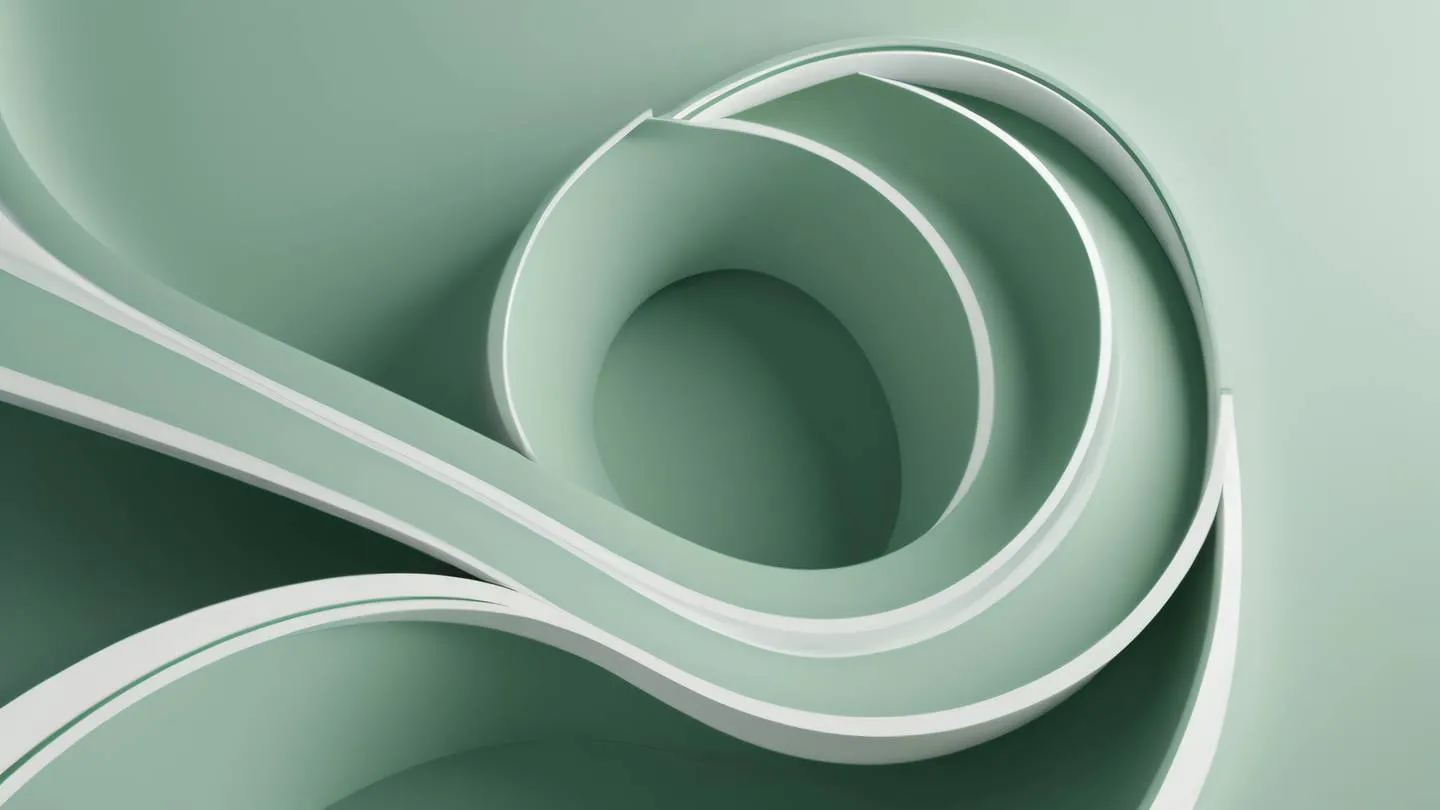 A minimalist abstract composition of flowing curves and pathways in sage green and crisp white representing navigation flows and directions shot from directly above high-quality ultra-realistic cinematic 8K UHD high resolution sharp and detail