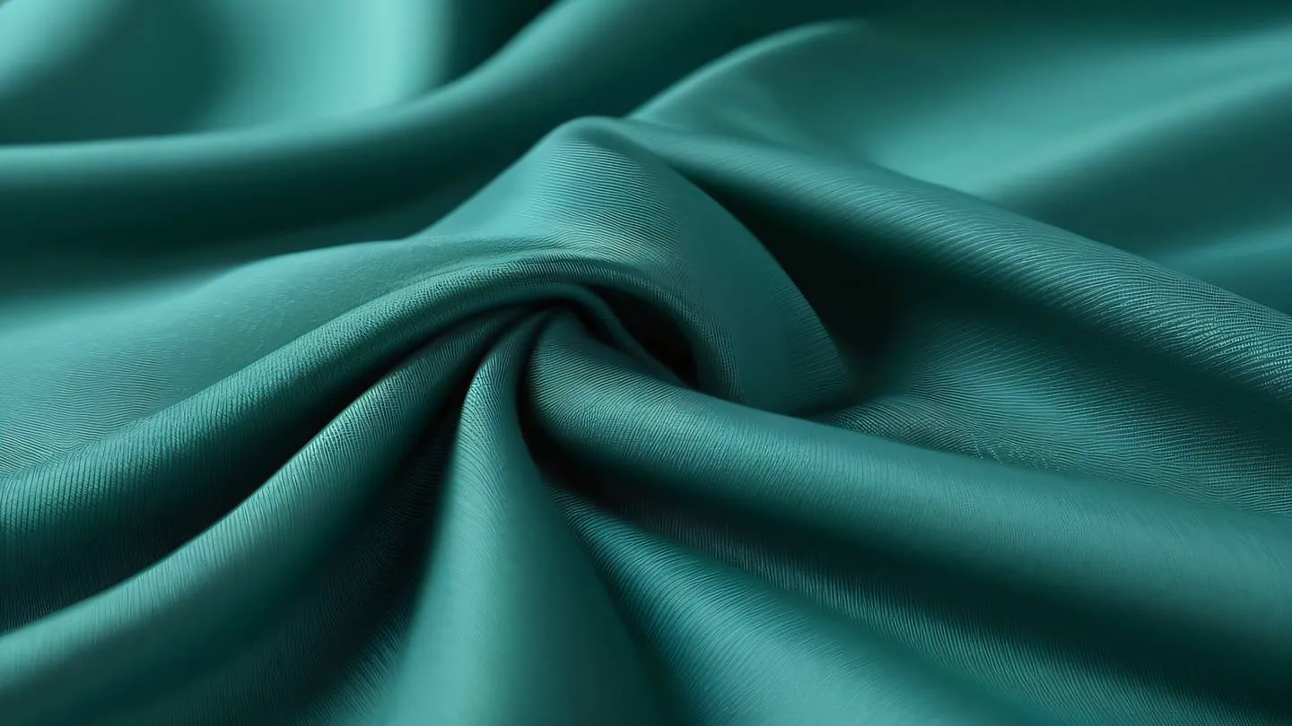 Sleek fabric texture with gentle folds and ripples featuring bright baby blue and seaweed green tones captured from straight-on macro perspective high-quality ultra-realistic cinematic 8K UHD high resolution sharp and detail