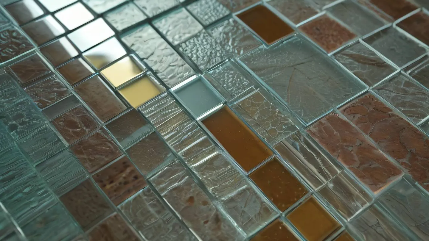 Close-up macro shot of etched glass texture with sun-washed brick and breezeway colors creating abstract patterns shot from side angle high-quality ultra-realistic cinematic 8K UHD high resolution sharp and detail