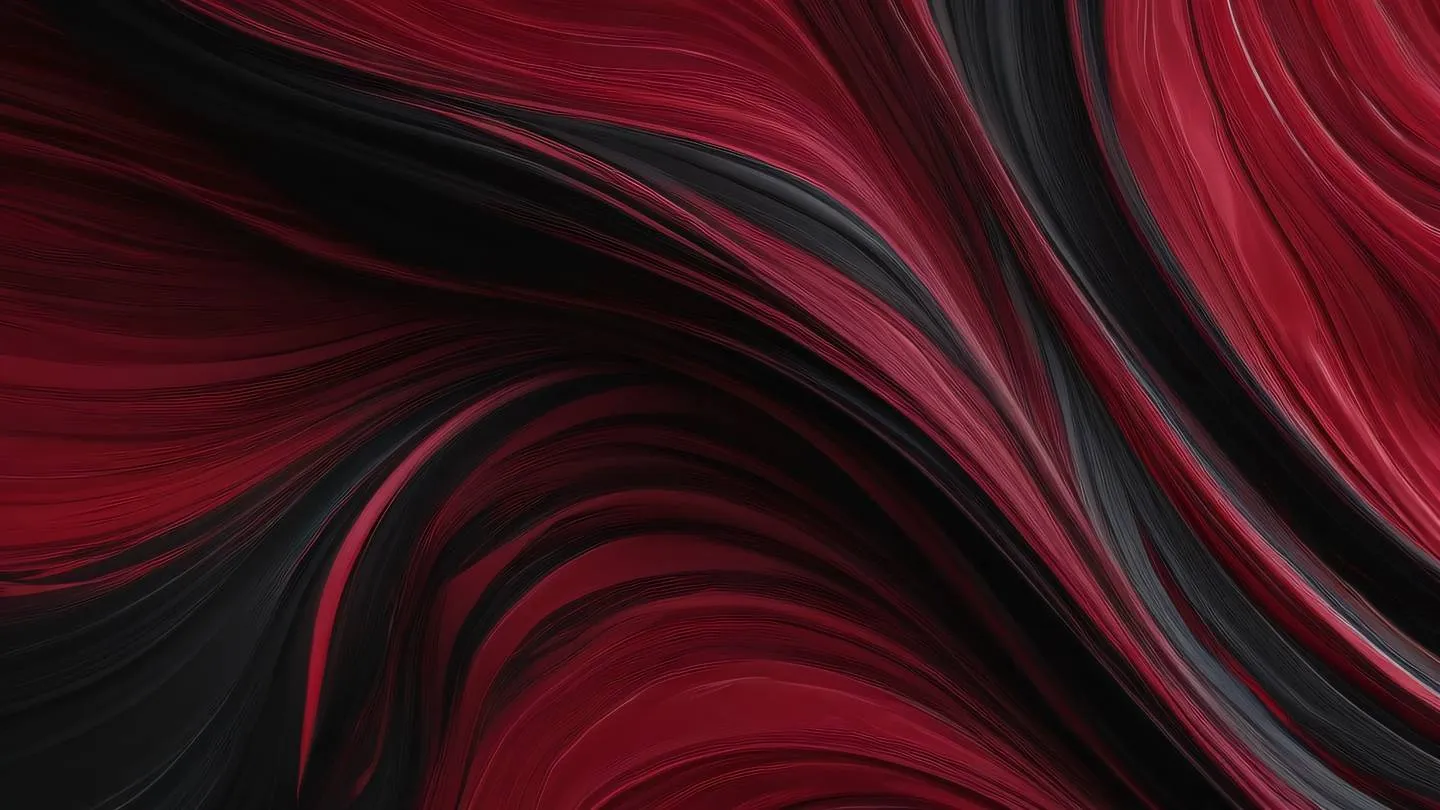 Brush stroke texture with organic flowing patterns ruby red and black colors creating dynamic movement and energy with subtle metallic highlights high-quality ultra-realistic cinematic 8K UHD high resolution sharp and detail shot from diagonal perspective