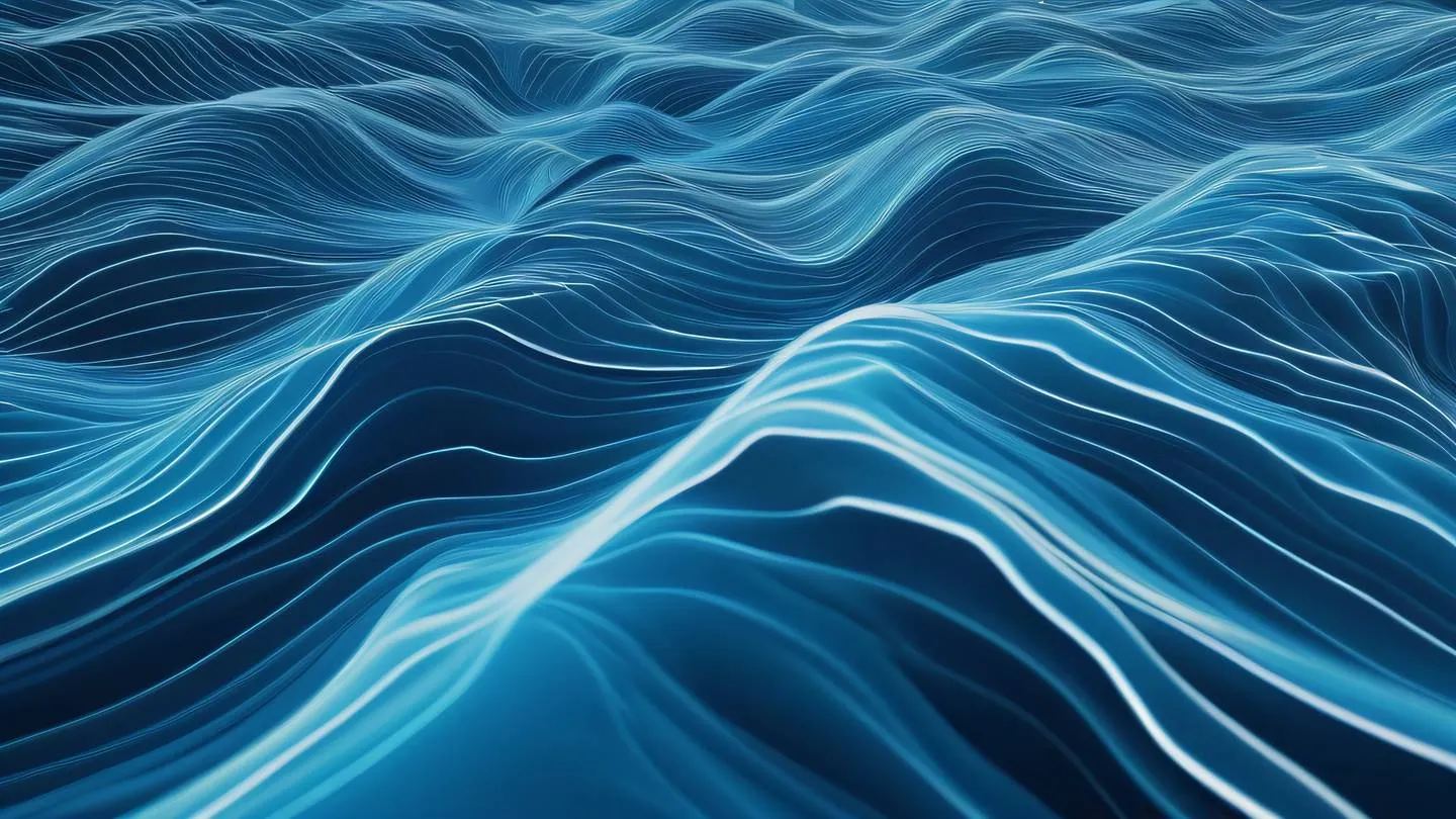 Abstract flowing data streams visualization in a geometric pattern bright gem blue and white colors captured from aerial view high-quality ultra-realistic cinematic 8K UHD high resolution sharp and detail