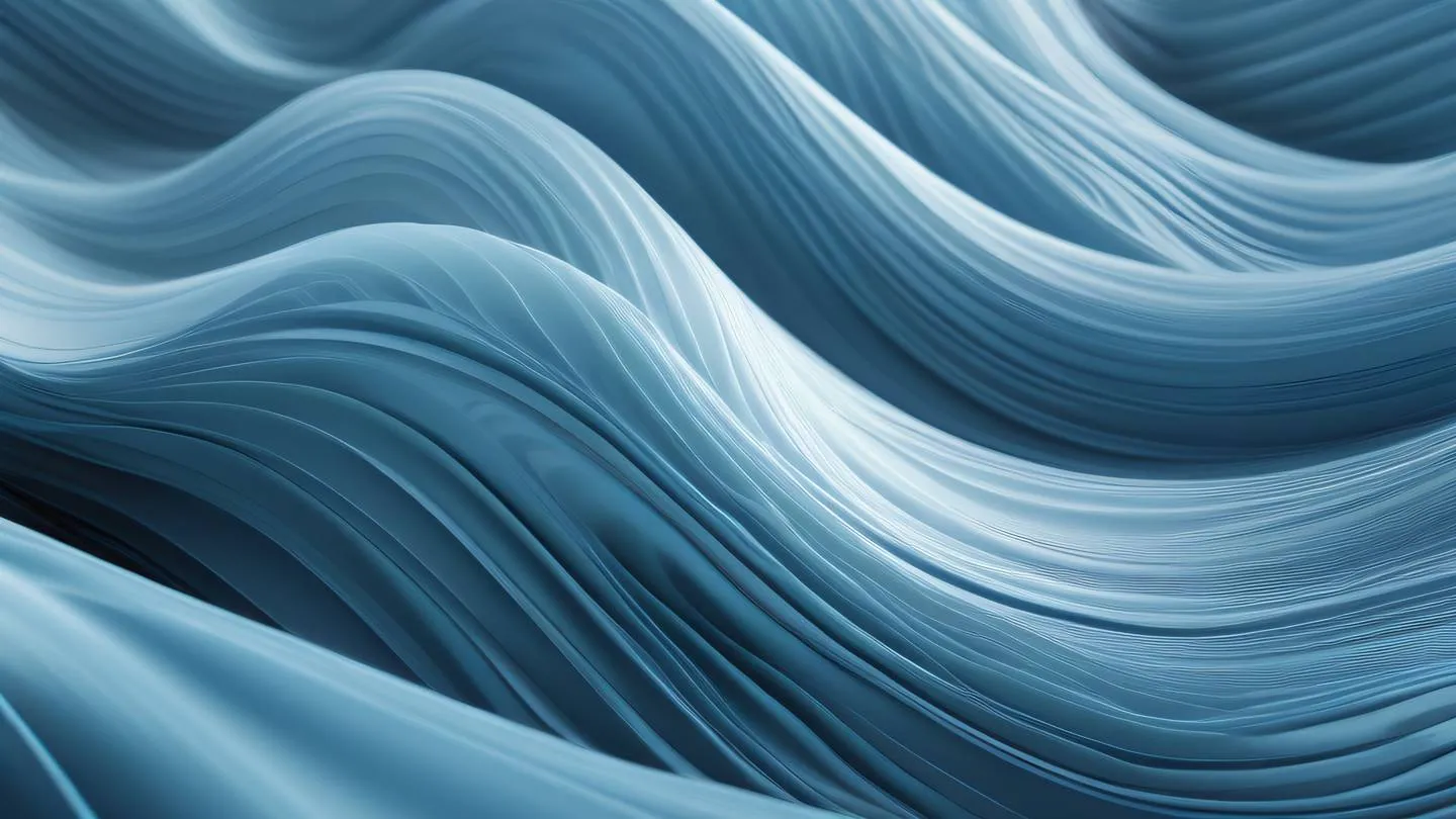 Abstract flowing waves of light blue and silver creating a dynamic technological pattern resembling digital waves in motion shot from top-down perspective high-quality ultra-realistic cinematic 8K UHD high resolution sharp and detail