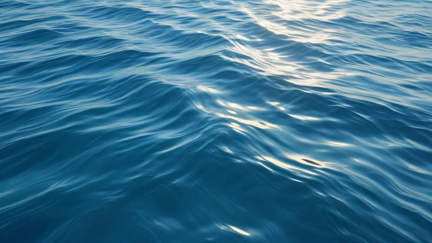 Organic flowing patterns of bright blue and creamy white resembling a peaceful ocean surface with gentle ripples viewed from a bird's eye perspective high-quality ultra-realistic cinematic 8K UHD high resolution sharp and detail