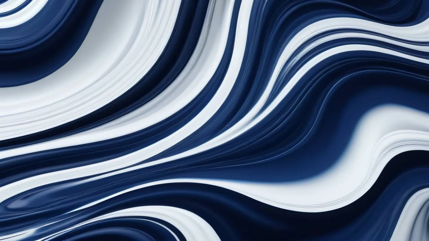 Abstract fluid motion art with flowing navy blue and white waves resembling digital animation keyframes captured from above perspective high-quality ultra-realistic cinematic 8K UHD high resolution sharp and detail