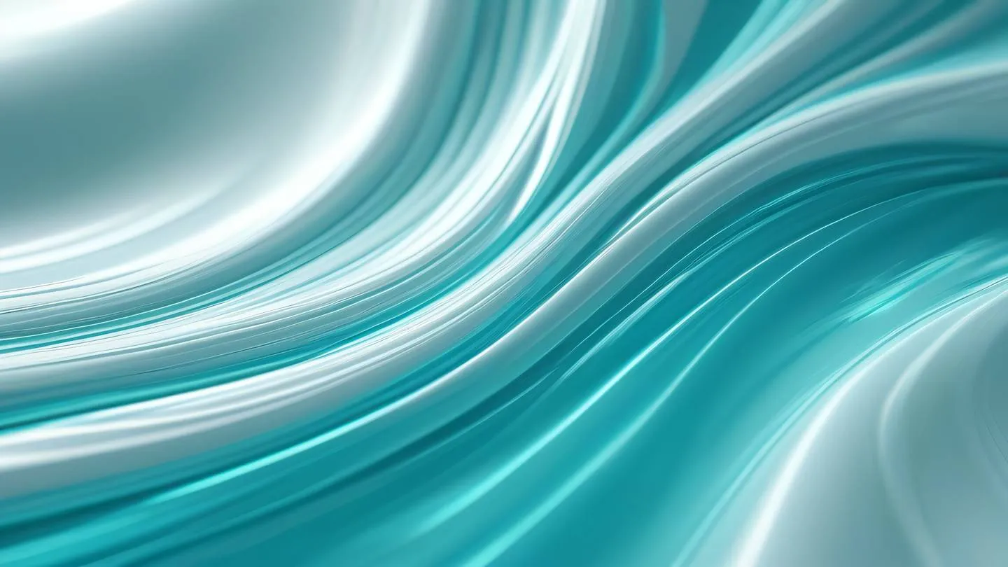 Iridescent texture with flowing bright turquoise and white patterns creating a dynamic surface with natural movement captured from macro perspective high-quality ultra-realistic cinematic 8K UHD high resolution sharp and detail