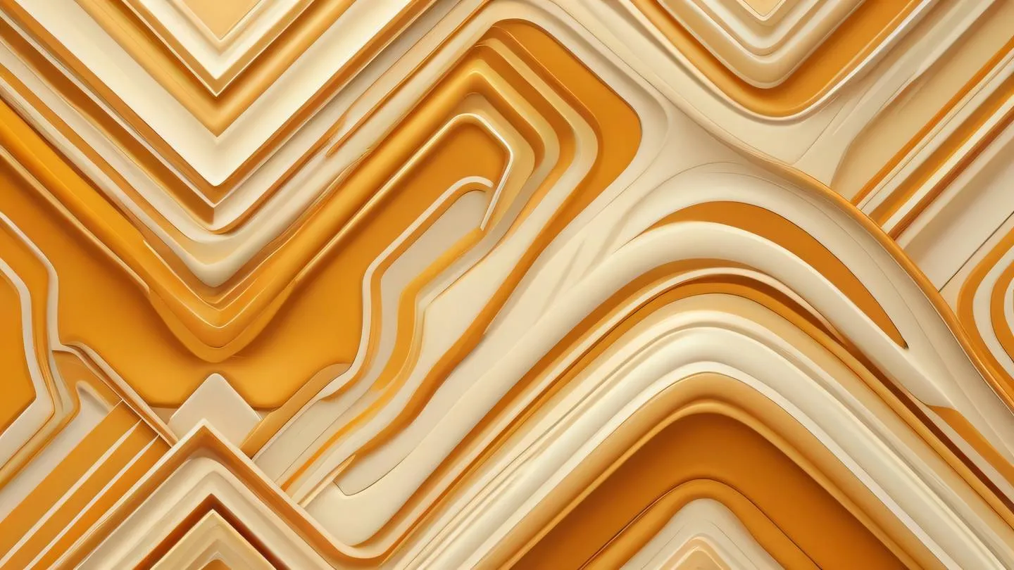 A futuristic abstract geometric pattern with flowing lines and seamless transitions featuring rich amber and cream colors with hints of warm yellow viewed from a top-down perspective high-quality ultra-realistic cinematic 8K UHD high resolution sharp and detail