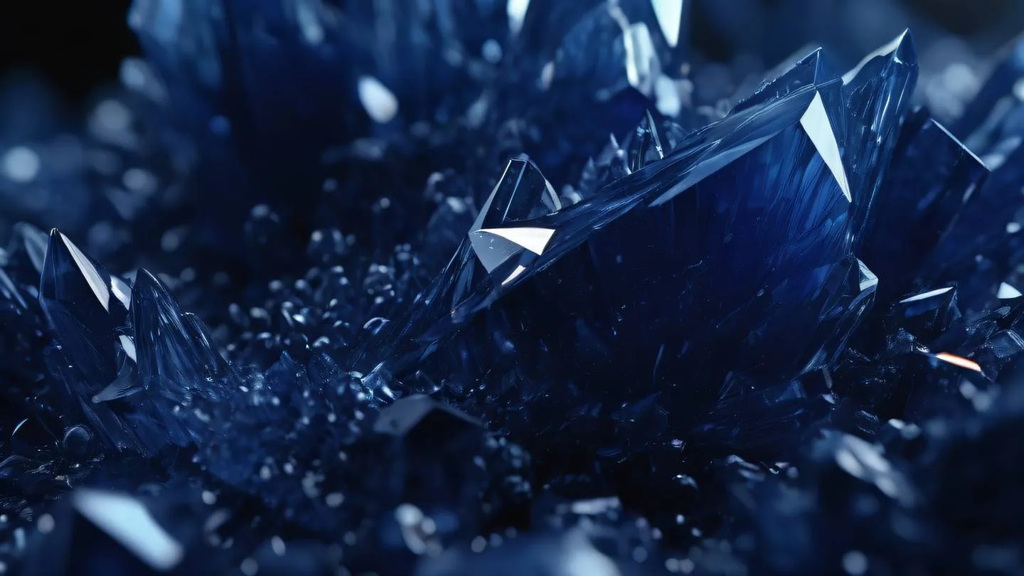 Deep indigo colored crystalline structures with flowing gradients macro close-up shot high-quality ultra-realistic cinematic 8K UHD high resolution sharp and detail