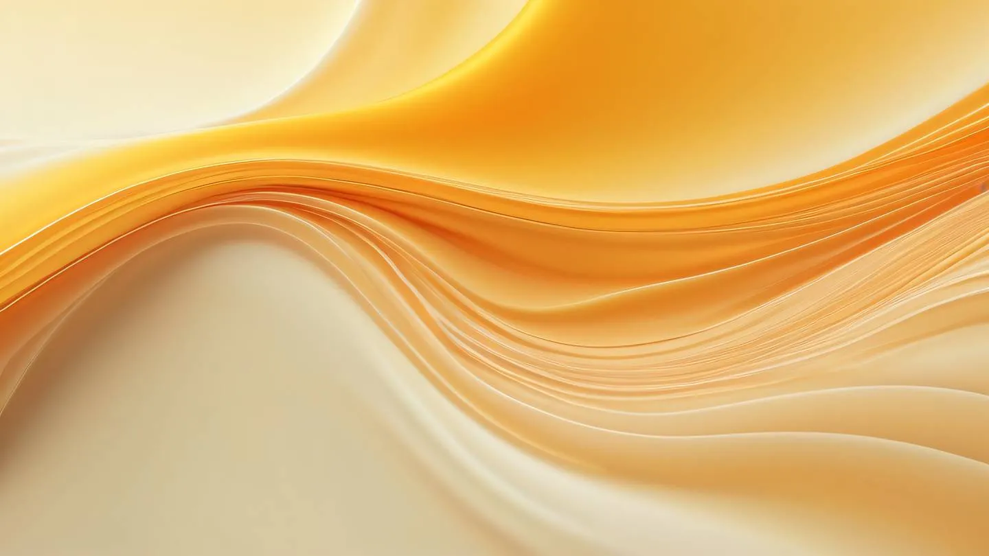 Abstract fluid patterns resembling flowing data streams with warm yellow and orange gradients against a light background gentle curves and smooth transitions captured from a top-down bird's eye view high-quality ultra-realistic cinematic 8K UHD high resolution sharp and detail