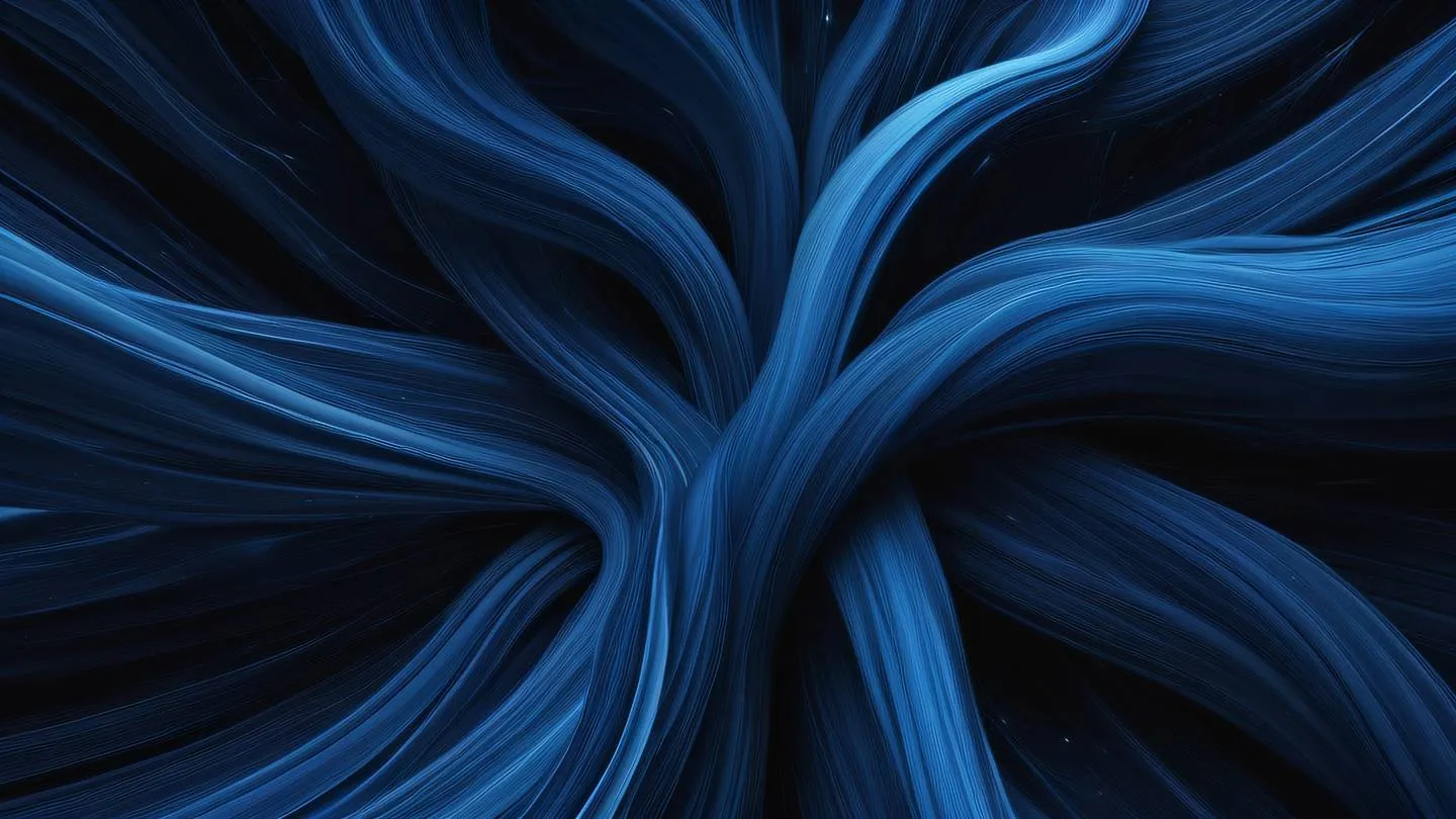 Abstract flowing streams of indigo and baby blue colors interweaving and merging together against a black background representing data flow and state management. Captured from a top-down perspective high-quality ultra-realistic cinematic 8K UHD high resolution sharp and detailed