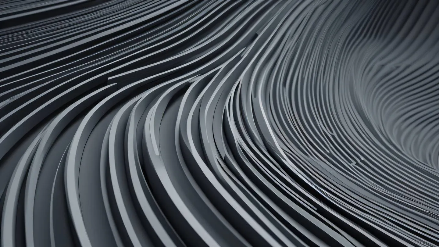 Abstract flowing lines representing code architecture rendered in minimal and modern greys with bright accents. The lines form a complex but organized pattern. Camera angle: 45-degree perspective view high-quality ultra-realistic cinematic 8K UHD high resolution sharp and detail