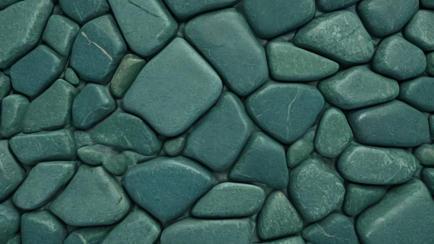 Elegant stone texture pattern with smooth rounded edges forming switch-like shapes rendered in seaweed green and stone blue colors. Photographed from a straight-on perspective high-quality ultra-realistic cinematic 8K UHD high resolution sharp and detail