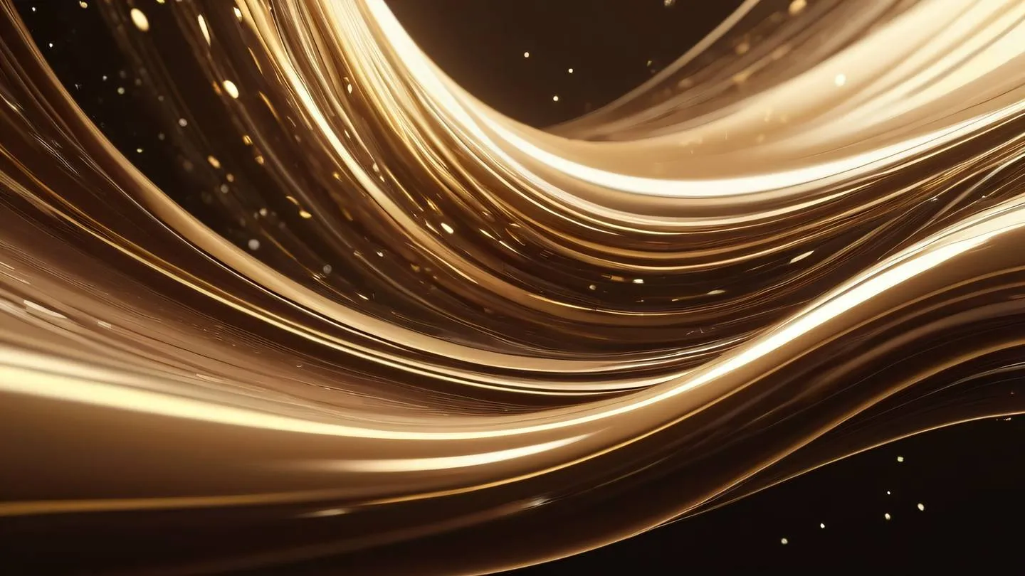 Dynamic abstract composition of flowing energy streams and digital particles in rich brown and cream colors with golden highlights captured from a low angle perspective high-quality ultra-realistic cinematic 8K UHD high resolution sharp and detail