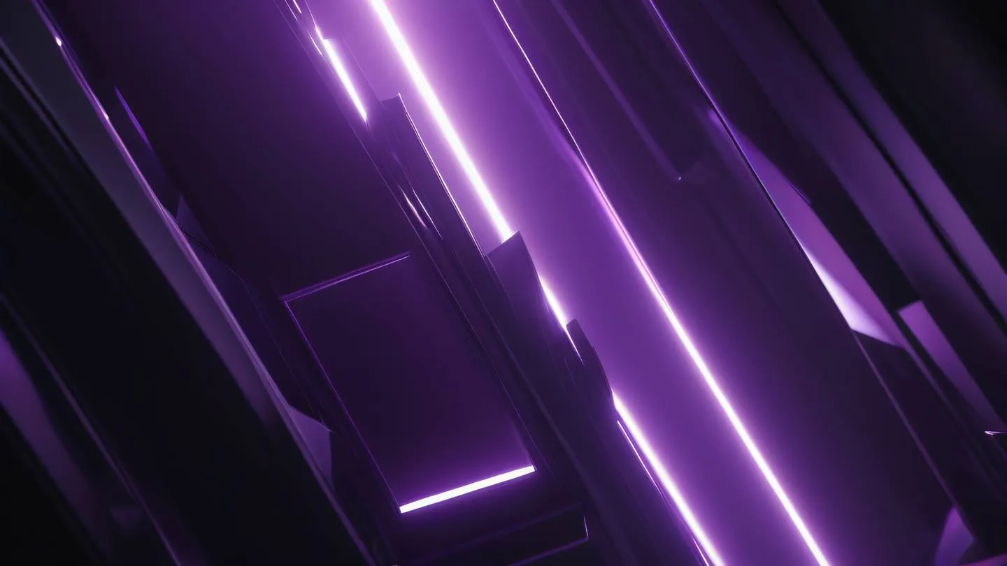 Light rays piercing through abstract geometric shapes with bright amethyst and black color palette shot from a low angle perspective high-quality ultra-realistic cinematic 8K UHD high resolution sharp and detail