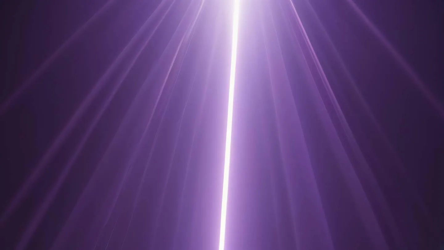 Ethereal light rays piercing through geometric shapes white and amethyst colors blending together shot from side angle with strong directional lighting high-quality ultra-realistic cinematic 8K UHD high resolution sharp and detail