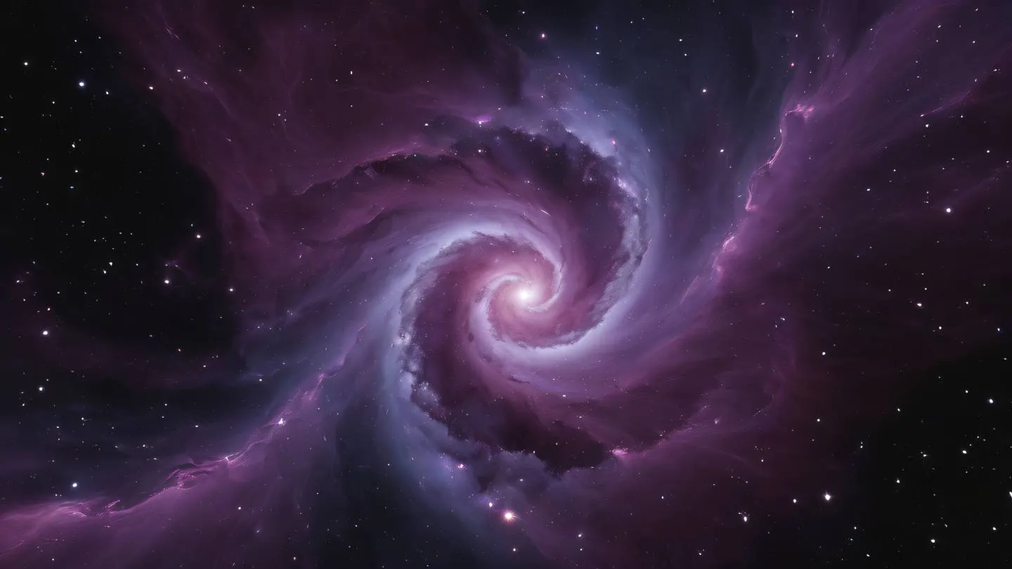 Nebula-inspired abstract shapes floating in space plum and black colors swirling together creating cosmic patterns captured from worm's eye view perspective high-quality ultra-realistic cinematic 8K UHD high resolution sharp and detail