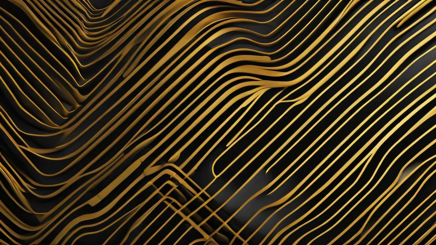 Abstract technological pattern featuring clean lines and geometric shapes in black and butterscotch yellow flowing across the frame photographed from a bird's eye view high-quality ultra-realistic cinematic 8K UHD high resolution sharp and detail