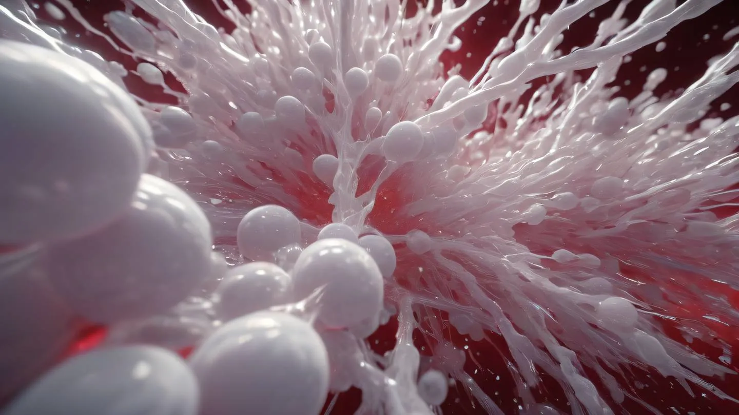 An abstract representation of interconnected grapeseed and off-white colored crystalline structures floating in a boundless space with perfect red energy pulses flowing through the connections high-quality ultra-realistic cinematic 8K UHD high resolution dramatic dutch angle shot emphasizing depth