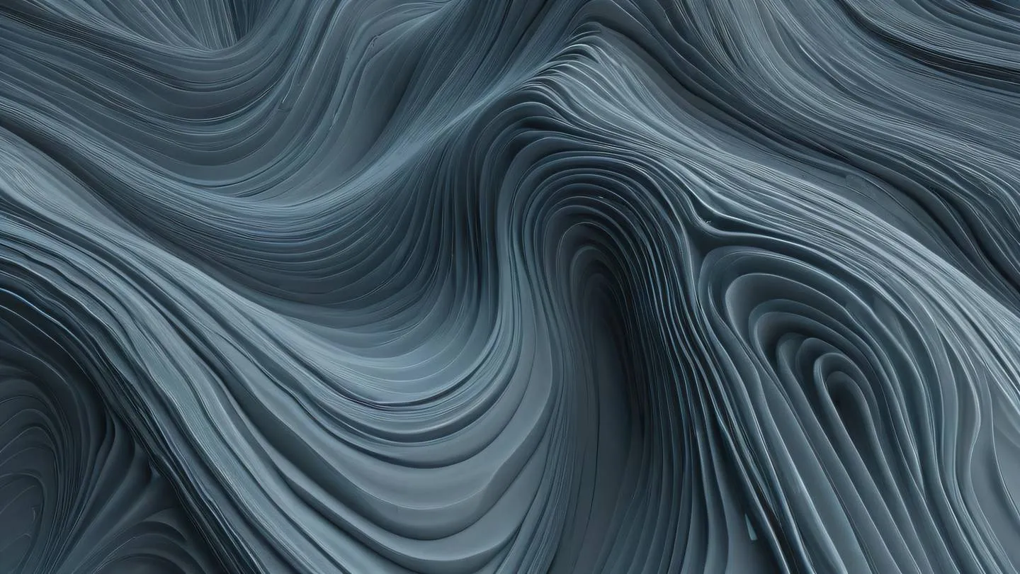 Abstract landscape featuring flowing lines and curved surfaces representing data flow rendered in cool greys and silver with accents of cyan viewed from a dramatic overhead angle high-quality ultra-realistic cinematic 8K UHD high resolution sharp and detail