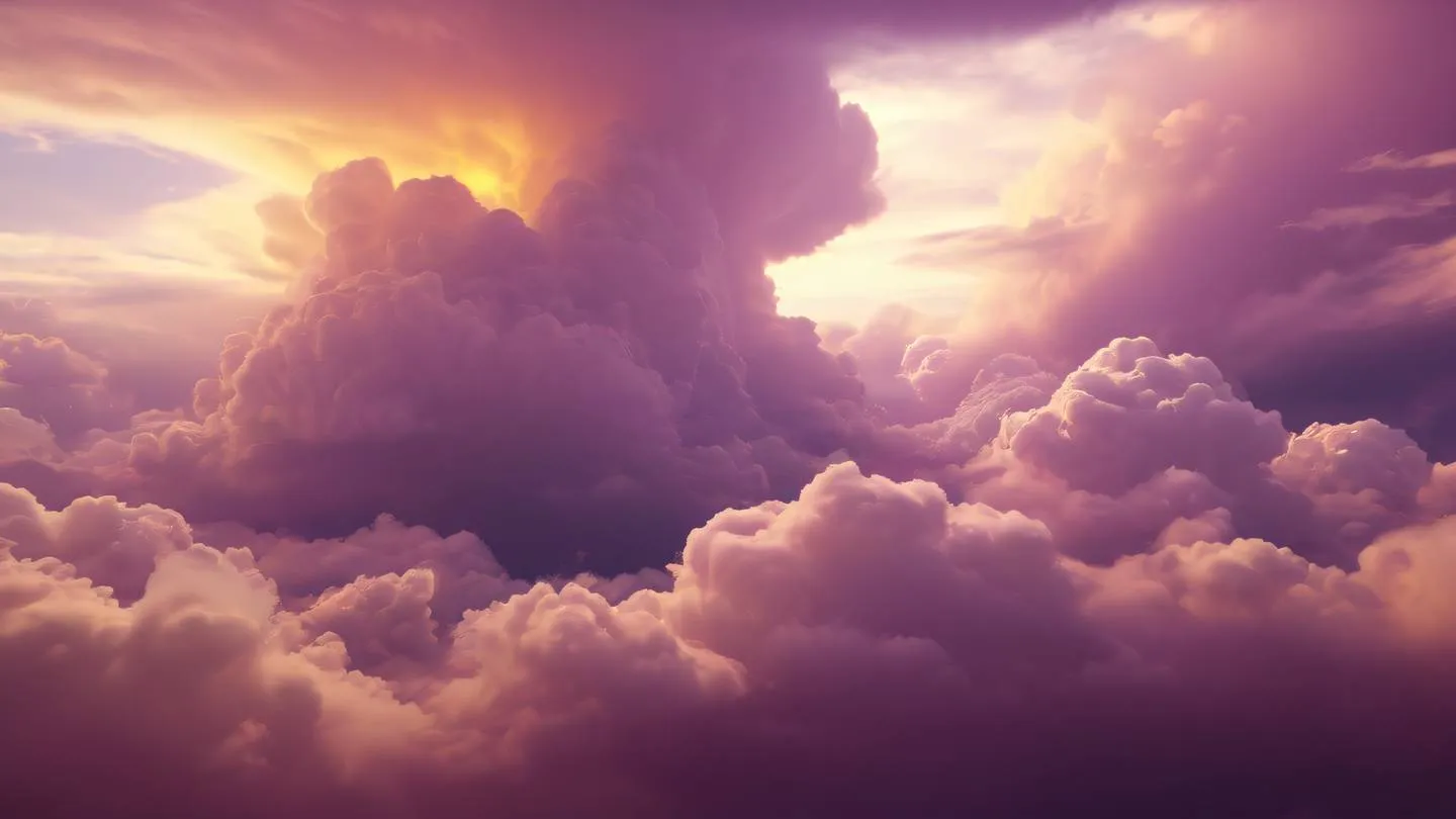 A wide angle shot of abstract cloud formations in plum and butterscotch yellow colors suggesting the concept of error handling and recovery in distributed systems with dynamic swirling patterns and layered depth high-quality ultra-realistic cinematic 8K UHD high resolution sharp and detail