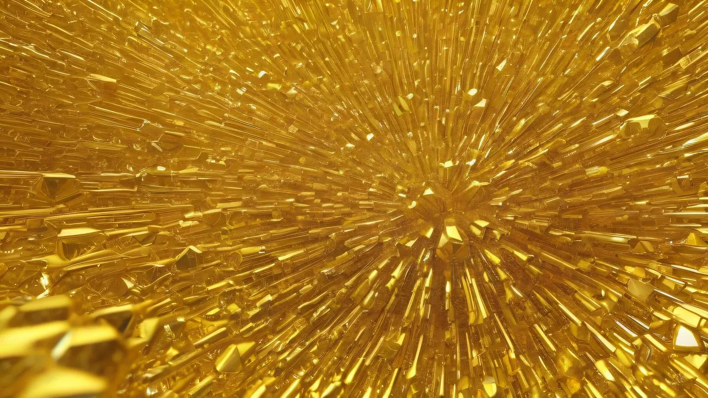 Abstract crystalline formations in bright yellow and golden hues arranged in a circular pattern suggesting automation and continuous flow high-quality ultra-realistic cinematic 8K UHD high resolution sharp and detail