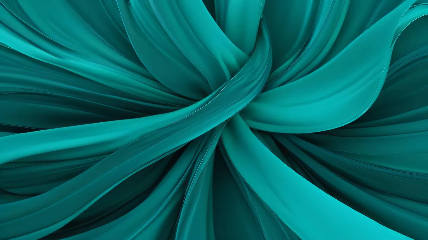 Abstract fluid art composition symbolizing successful test completion featuring flowing ribbons in bright turquoise aqua and seafoam green colors creating a harmonious pattern against a deep teal background high-quality ultra-realistic cinematic 8K UHD high resolution sharp and detail