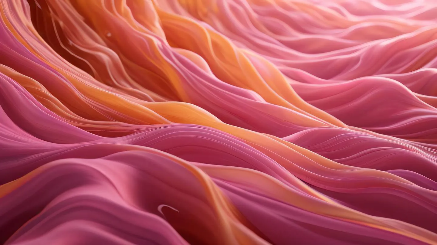 Organic flowing pattern with intertwined streams of pink and amber light creating a peaceful and harmonious composition high-quality ultra-realistic cinematic 8K UHD high resolution sharp and detail