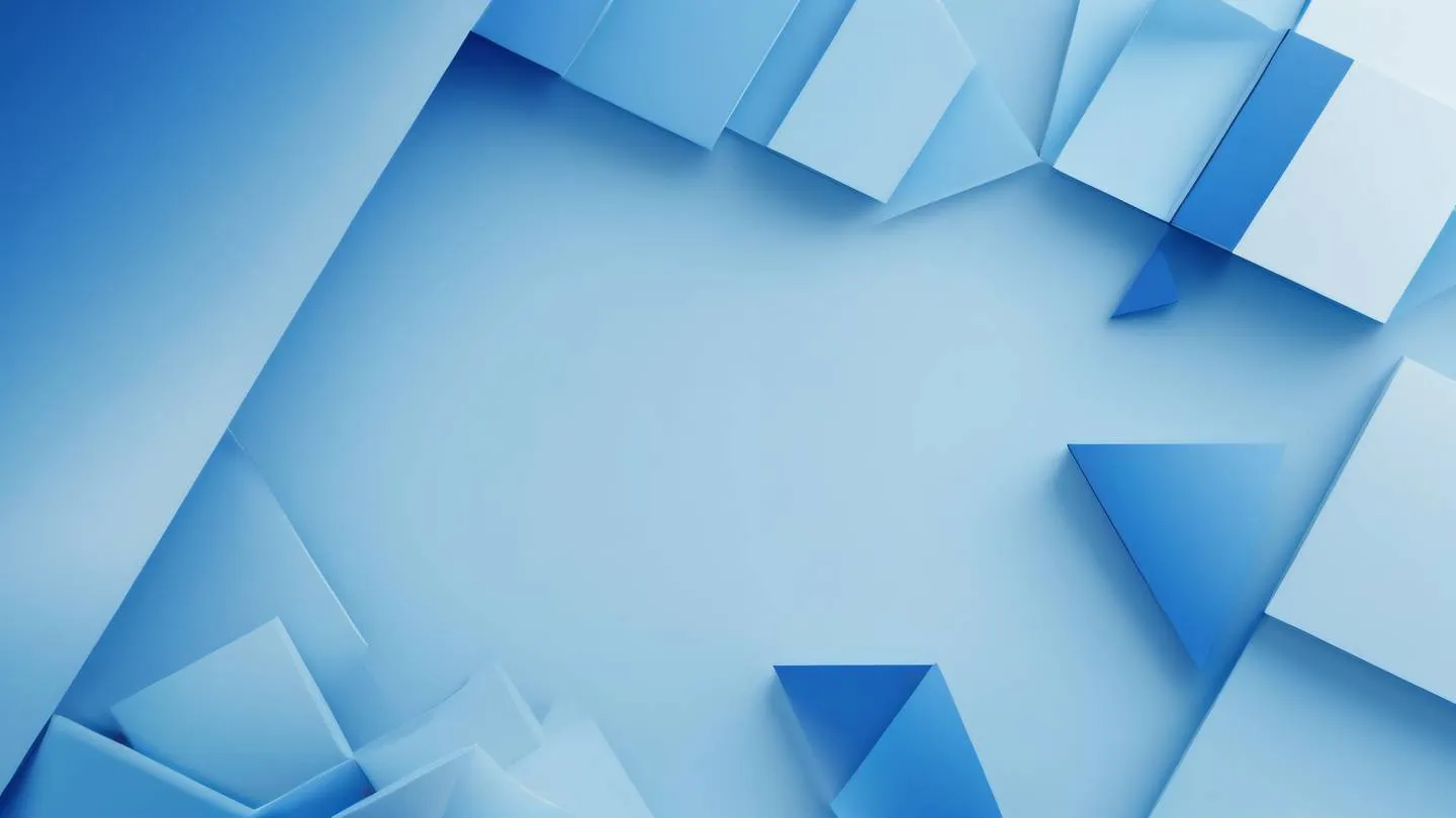 A minimalist abstract representation of interconnected geometric shapes forming a testing framework pattern featuring gradients of cobalt blue and light blue sharp clean lines and flowing forms viewed from a top-down perspective high-quality ultra-realistic cinematic 8K UHD high resolution sharp and detail