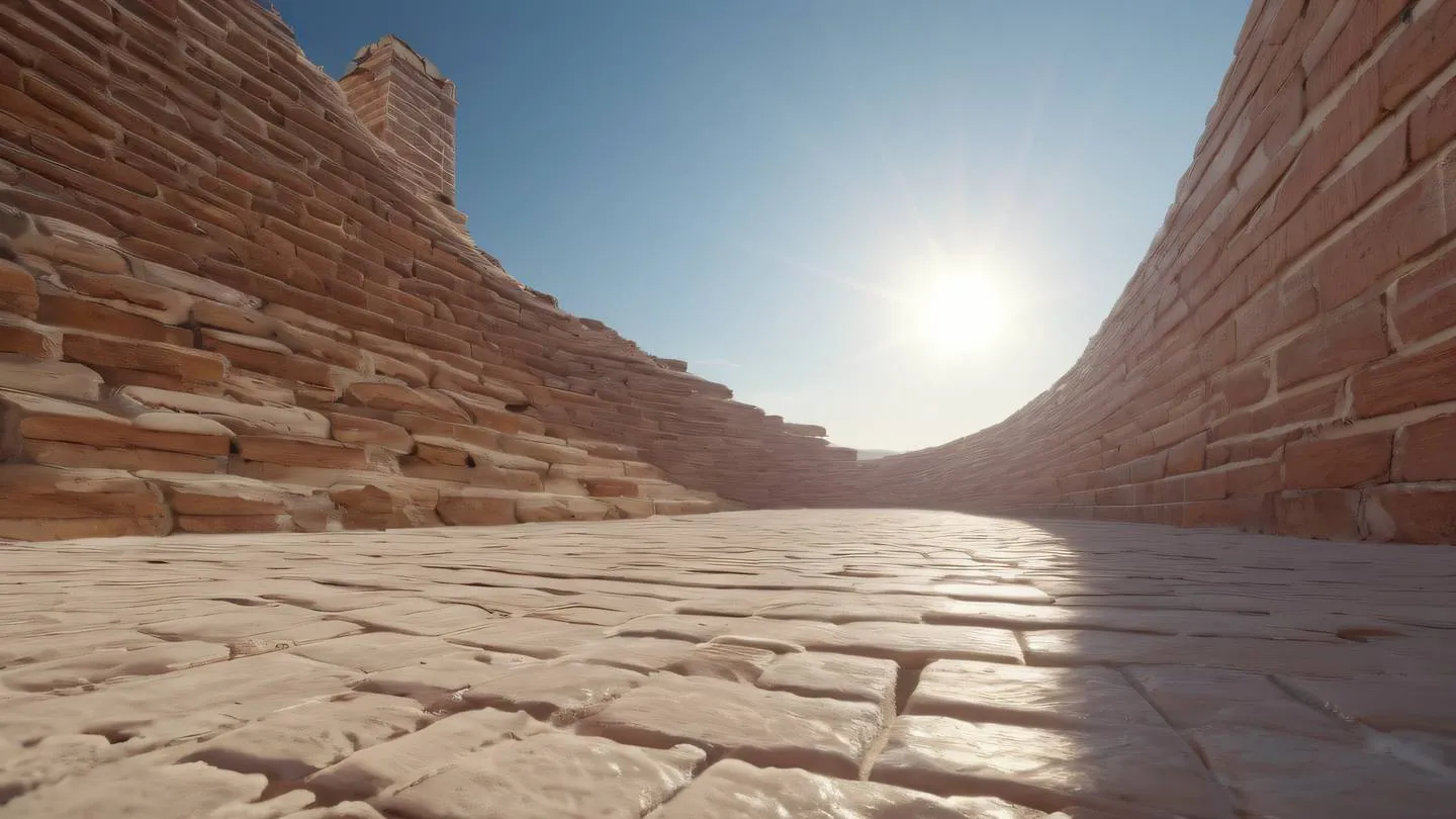 Ethereal landscape of whisper white and sun-washed brick colors intertwining in a cosmic dance representing harmony in testing shot from a low angle perspective high-quality ultra-realistic cinematic 8K UHD high resolution sharp and detail