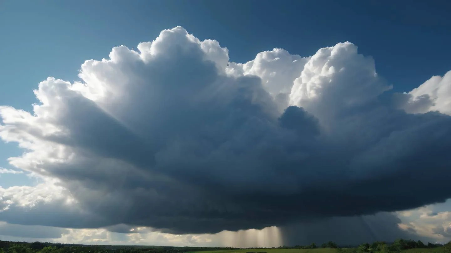 Cloud formations with streaming light rays piercing through creating dramatic shadows and highlights in silver tones captured from a low angle perspective high-quality ultra-realistic cinematic 8K UHD high resolution sharp and detail