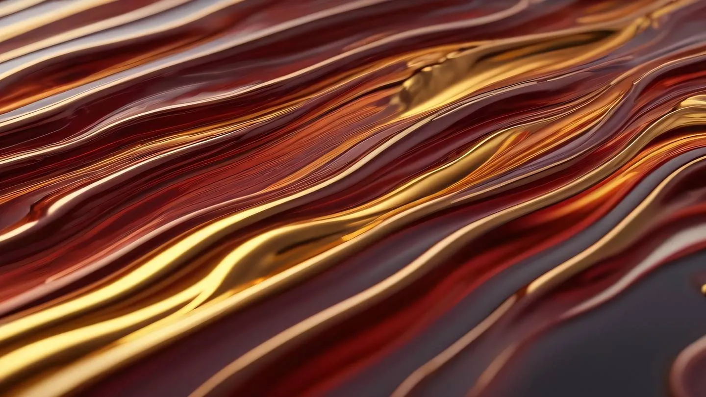 Flowing liquid metal streams in abstract patterns captured from side angle color palette: perfect red ochre and grapeseed with metallic reflections dynamic motion frozen in time high-quality ultra-realistic cinematic 8K UHD high resolution sharp and detail