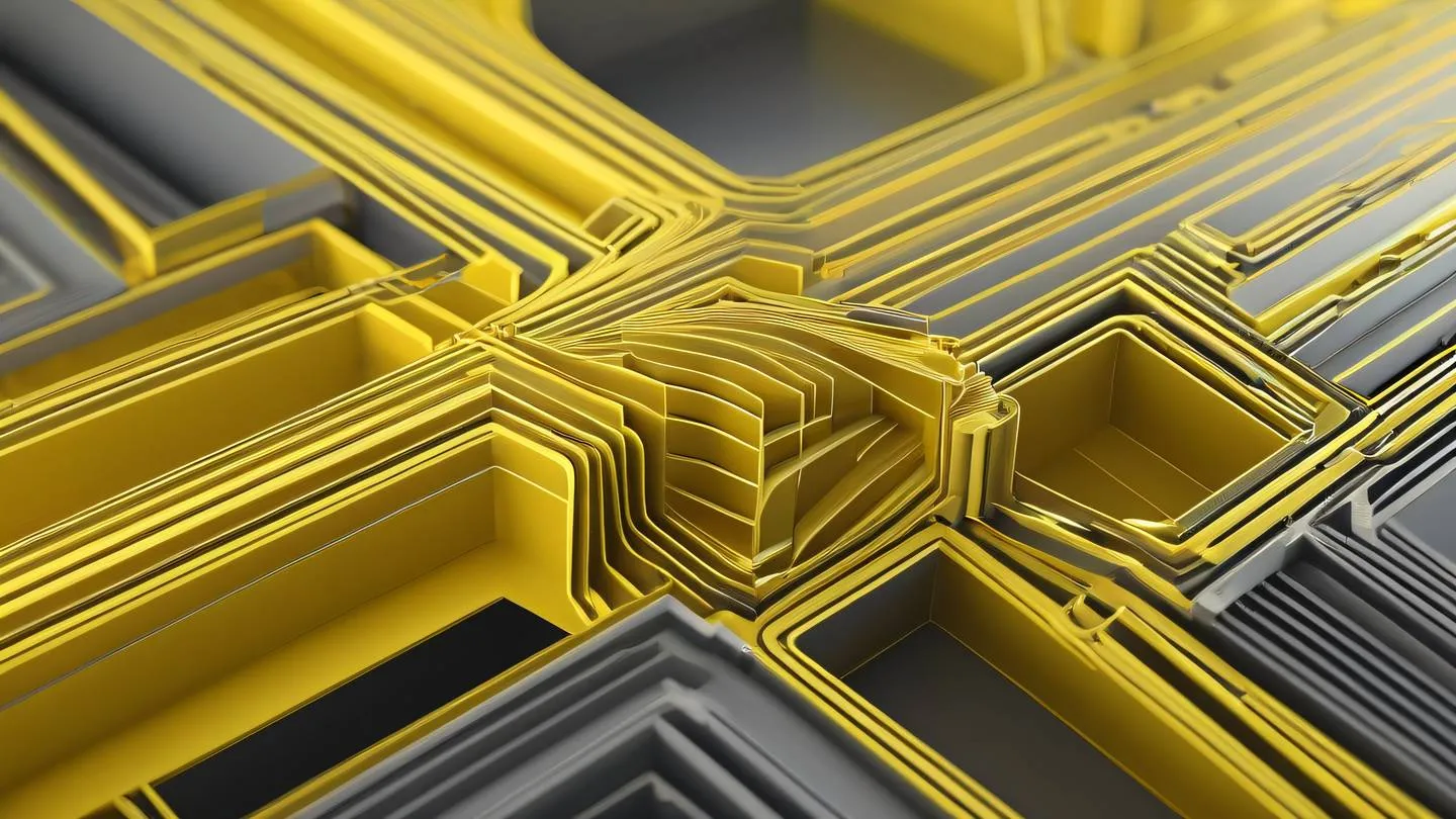 Abstract representation of data architecture flowing lines and geometric shapes forming a complex system canary yellow and zinc gradient with subtle cream highlights dutch angle perspective high-quality ultra-realistic cinematic 8K UHD high resolution sharp and detail