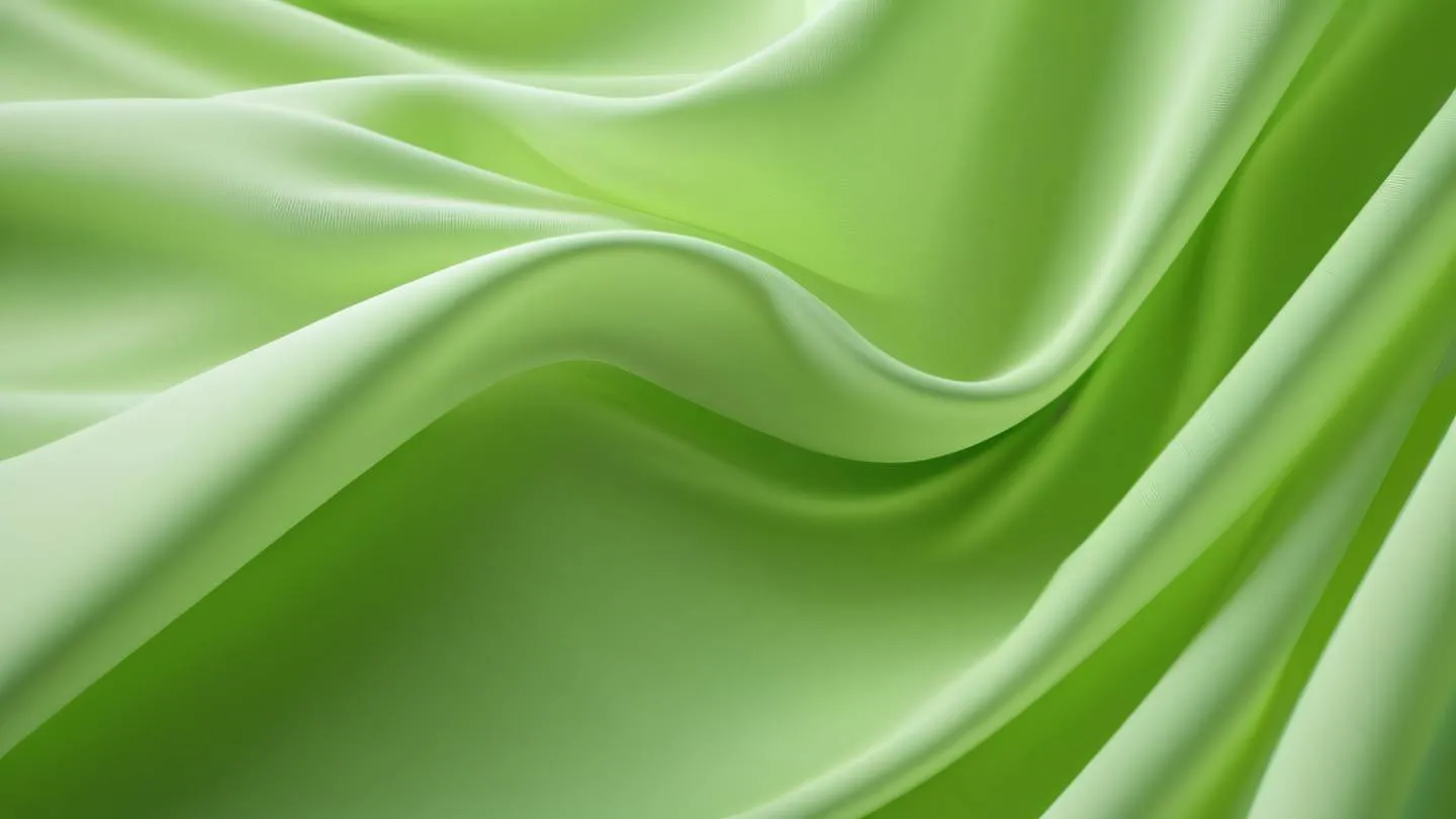 Abstract flowing fabric in motion featuring fluorescent green and off-white colors with soft natural lighting captured from a birds-eye view high-quality ultra-realistic cinematic 8K UHD high resolution sharp and detail