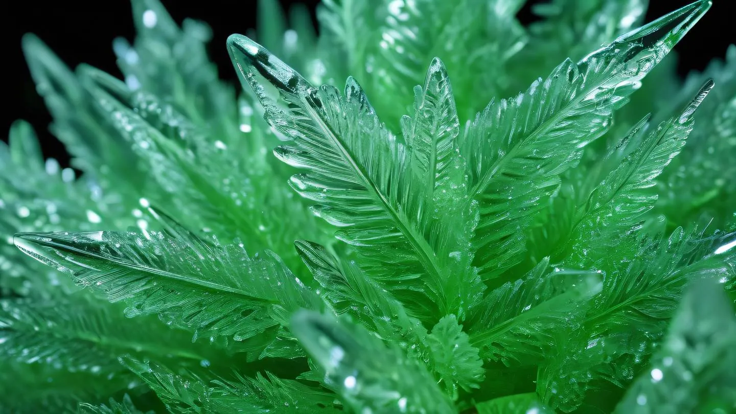 Close-up of ice crystals forming intricate patterns in neon green and metallic silver colors macro photography angle high-quality ultra-realistic cinematic 8K UHD high resolution sharp and detail