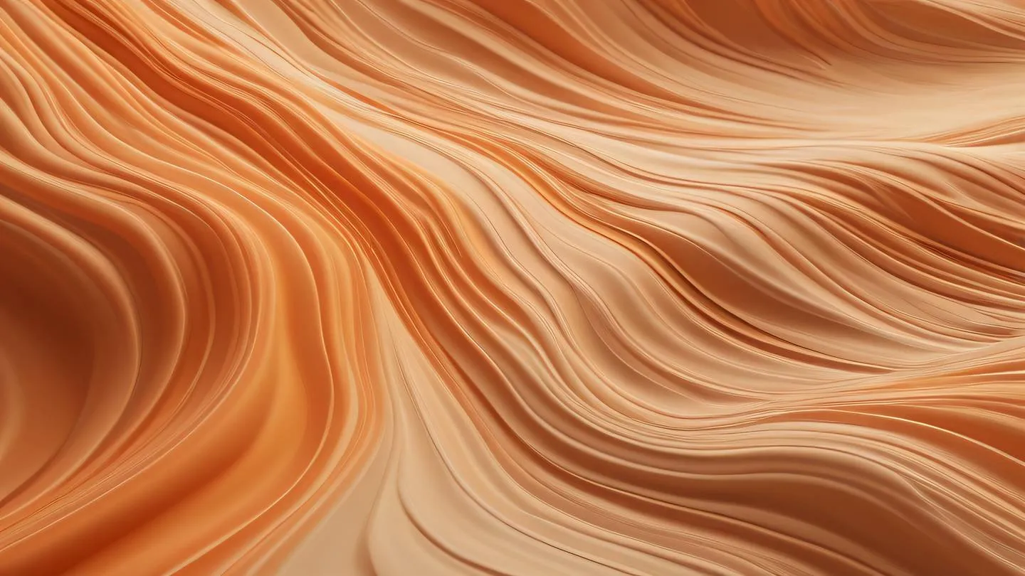 Organic flowing patterns with warm orange and sand colored gradients featuring subtle texture overlays and dynamic shapes captured from a diagonal perspective high-quality ultra-realistic cinematic 8K UHD high resolution sharp and detail