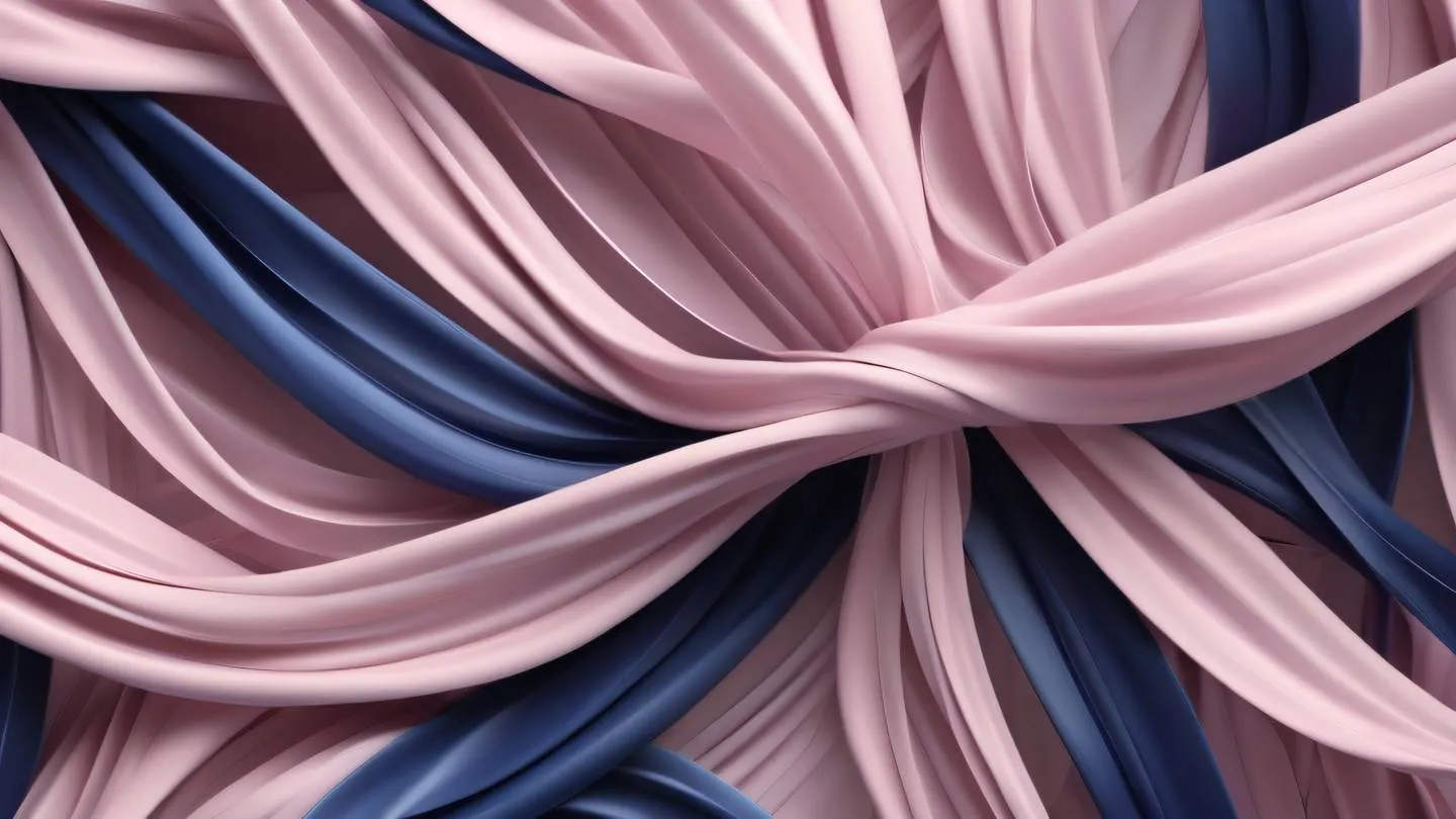 Seamless flowing pattern with organic shapes intertwining ribbons in pale pink and iridescent indigo creating a sense of movement and growth high-quality ultra-realistic cinematic 8K UHD high resolution sharp and detail