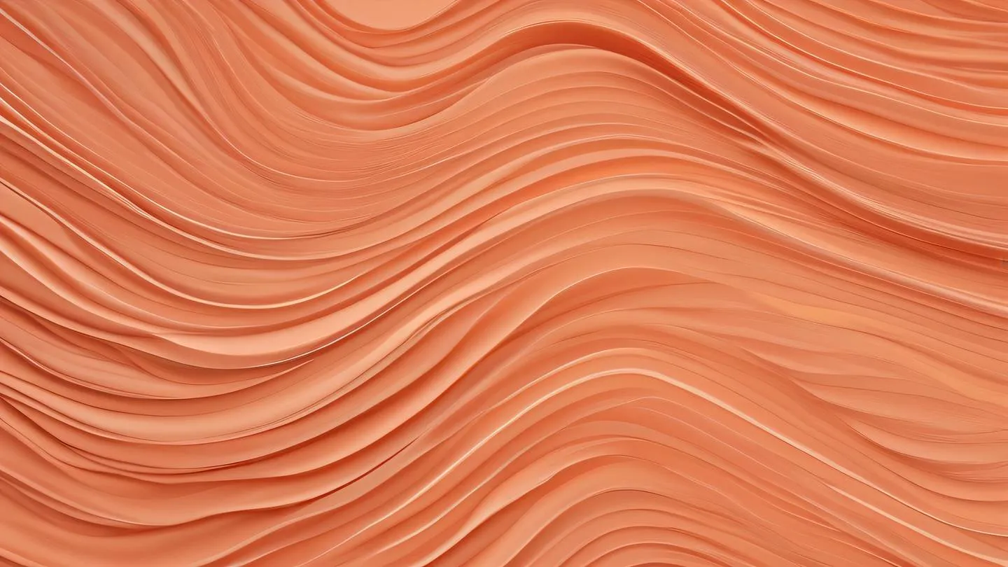 Smooth gradient waves with flowing lines featuring salmon-orange and peach tones blending seamlessly. Captured from bird's eye view perspective high-quality ultra-realistic cinematic 8K UHD high resolution sharp and detail