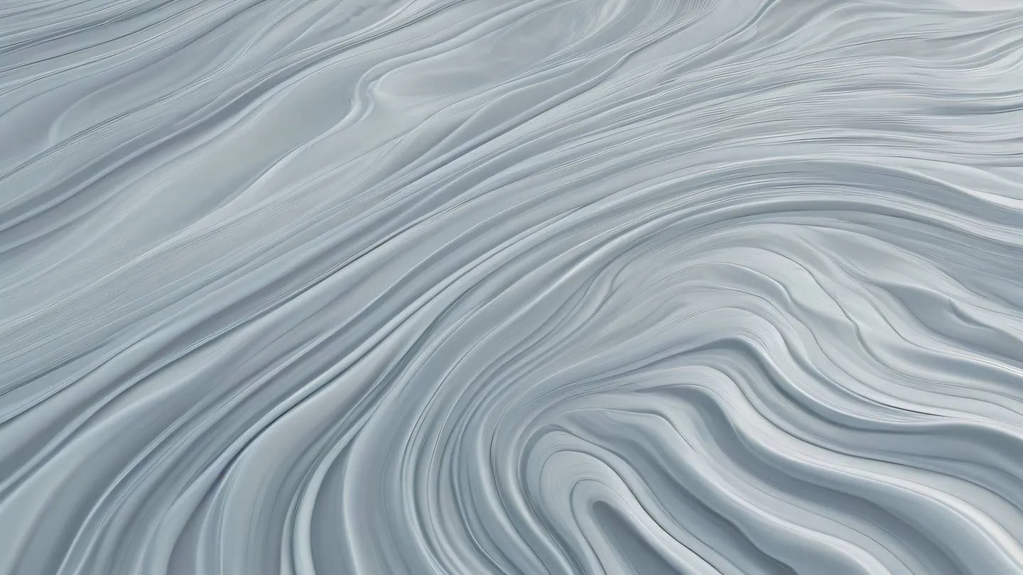 Abstract flowing patterns resembling ocean waves with smooth curves and gentle transitions. Color palette: Soft creamy whites and light gray tones. Camera angle: Top-down aerial view capturing the intricate flow patterns. Style: high-quality ultra-realistic cinematic 8K UHD high resolution sharp and detail