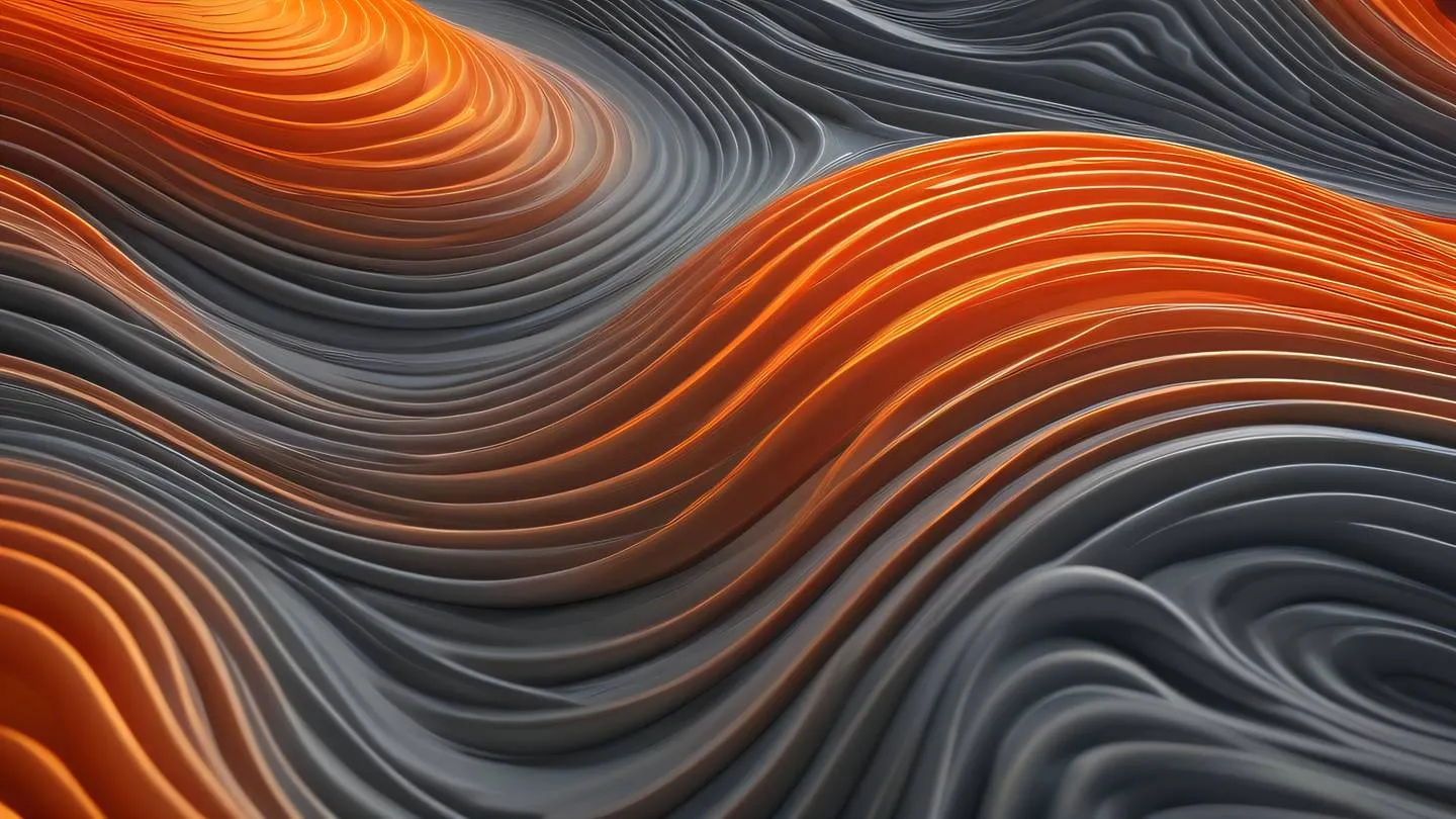 Abstract 3D render of interweaving waves and streams forming a harmonious circular pattern featuring bright orange and stone colors with glowing effects high-quality ultra-realistic cinematic 8K UHD high resolution sharp and detail