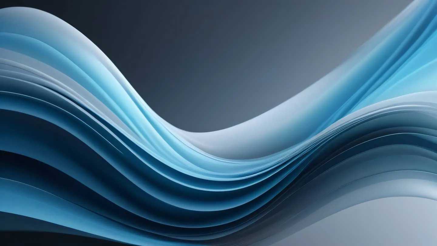 Dynamic abstract composition featuring flowing layers and gradients in gray blue and iridescent colors suggesting smooth integration and flow of data high-quality ultra-realistic cinematic 8K UHD high resolution sharp and detail