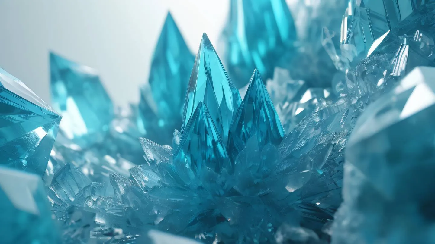 A macro shot of crystal formations with bright cyan and sky blue colors intertwined in complex patterns symbolizing error handling architecture with sharp facets and geometric shapes ultra-realistic cinematic 8K UHD high resolution