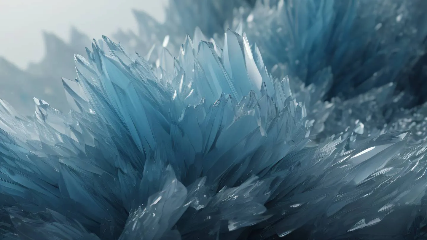 Abstract crystalline formation representing data flow cycles with flowing gradients of gray-blue and neutral tones environment concept art high-quality ultra-realistic cinematic 8K UHD sharp and detailed