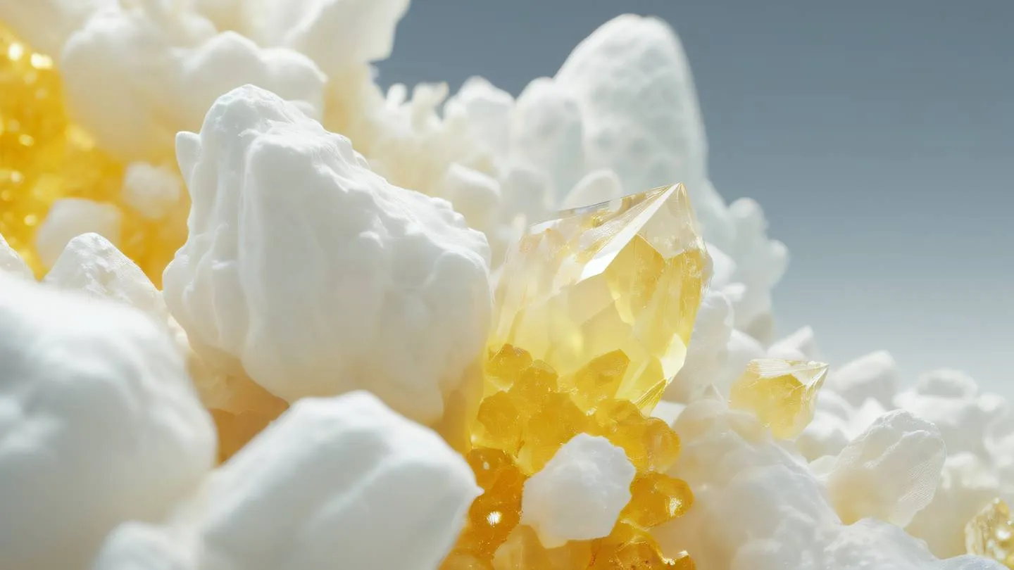 Geometric abstract representation of optimization process featuring bright creamy whites and soft yellow crystal formations nebular elements in background high-quality ultra-realistic cinematic 8K UHD high resolution