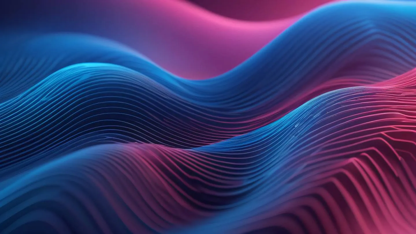 Abstract flowing pattern with rose and cool blue gradients representing data flow and code coverage analysis with geometric shapes and smooth transitions high-quality ultra-realistic cinematic 8K UHD high resolution sharp and detail