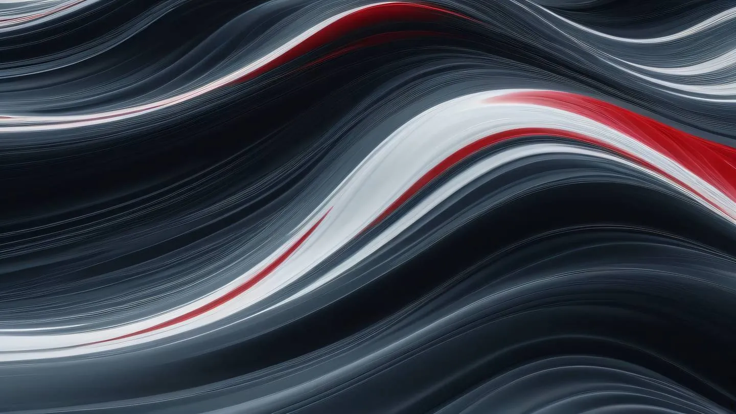 Flowing abstract waves representing the concept of time passing with smooth transitions between black white and red colors captured from a birds-eye view perspective high-quality ultra-realistic cinematic 8K UHD high resolution sharp and detail