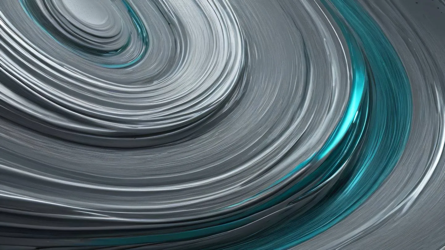 Elegant swirling pattern of metallic brushstrokes in concrete gray and silver colors with hints of teal viewed from side angle depicting the concept of time passing high-quality ultra-realistic cinematic 8K UHD high resolution sharp and detail