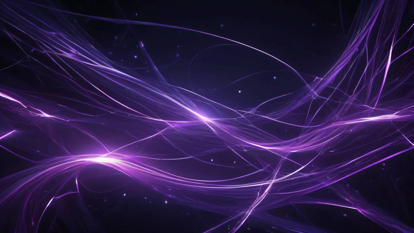 Geometric abstract visualization of interconnected pathways flowing with vibrant purple and silver energy streams against dark background concept digital painting high-quality ultra-realistic 8K sharp and detailed