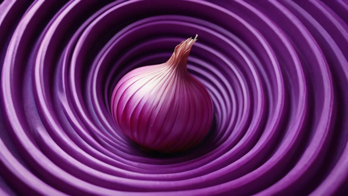 Spiral patterns resembling an onion structure with layers flowing outward bright vivid purple and pink colors creating depth and dimension high-quality ultra-realistic cinematic 8K UHD high resolution sharp and detail