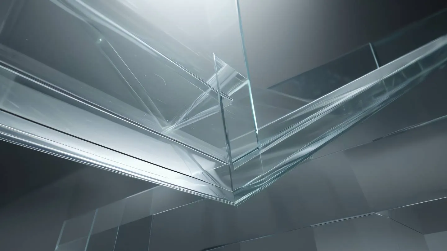 A dynamic abstract visualization of time flow with floating geometric shapes in etched glass and minimal grey tones captured from a dutch angle perspective featuring subtle motion blur effects high-quality ultra-realistic cinematic 8K UHD high resolution sharp and detail